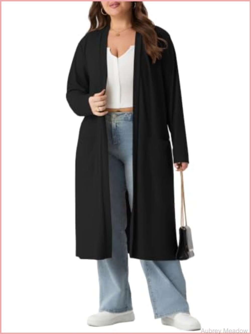 Plus Size Long Duster Cardigan Open Front Maxi Sweater